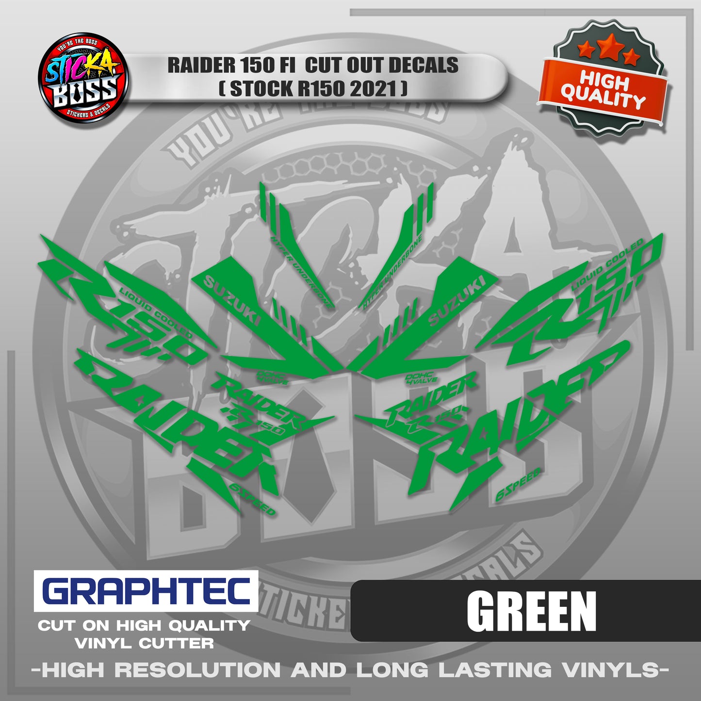 RAIDER 150 FI CUT OUT DECALS ( STOCK R150 2021) | VINYL WATERPROOF CUT-OUT STICKER DECALS