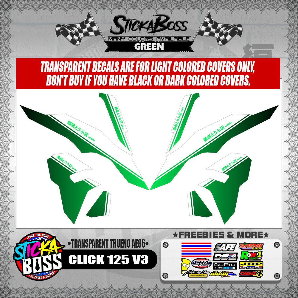 CLICK 125 V3 DECALS ( TRANSPARENT TRUENO AE86 )【WITH FREEBIES】