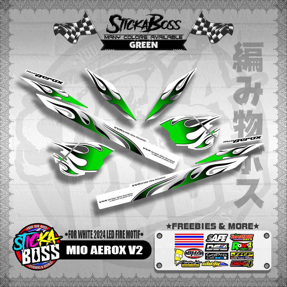 MIO AEROX V2 DECALS ( FOR WHITE 2024 LED FIRE MOTIF )【WITH FREEBIES】