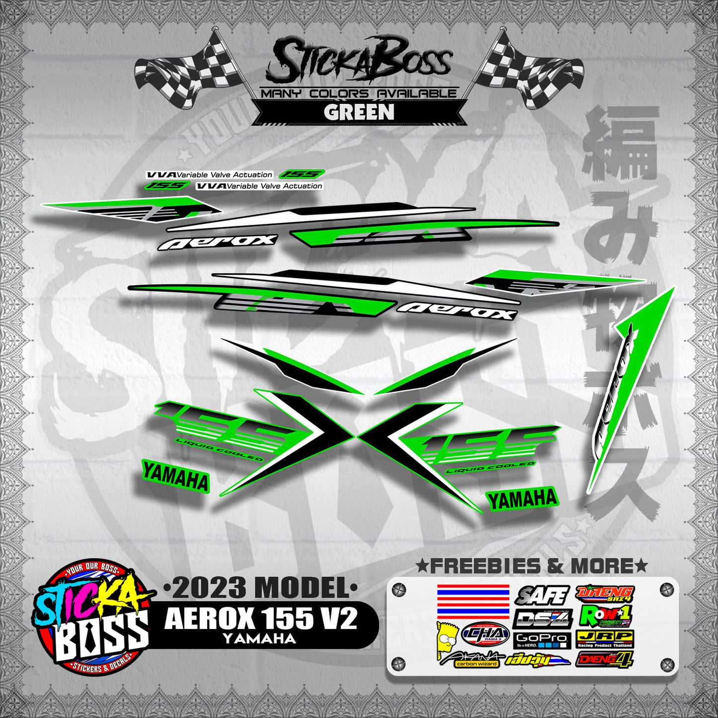 AEROX 155 V2 2023 STOCK DECALS ( 2023 MODEL )【WITH FREEBIES】