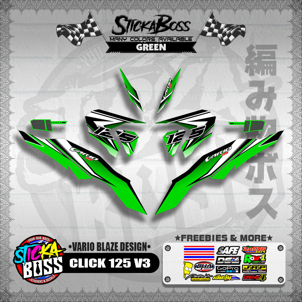 CLICK 125 V3 DECALS ( VARIO BLAZE DESIGN )【WITH FREEBIES】