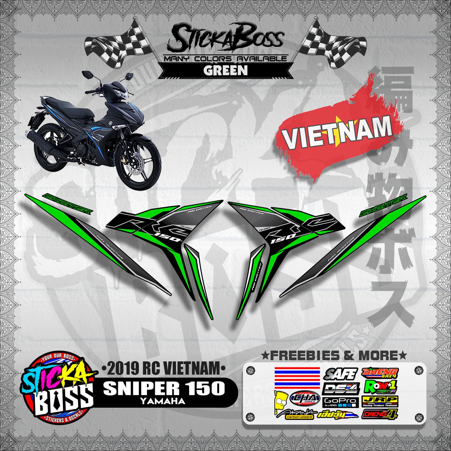 SNIPER 150 STOCK DECALS ( 2019 RC VIETNAM )【WITH FREEBIES】