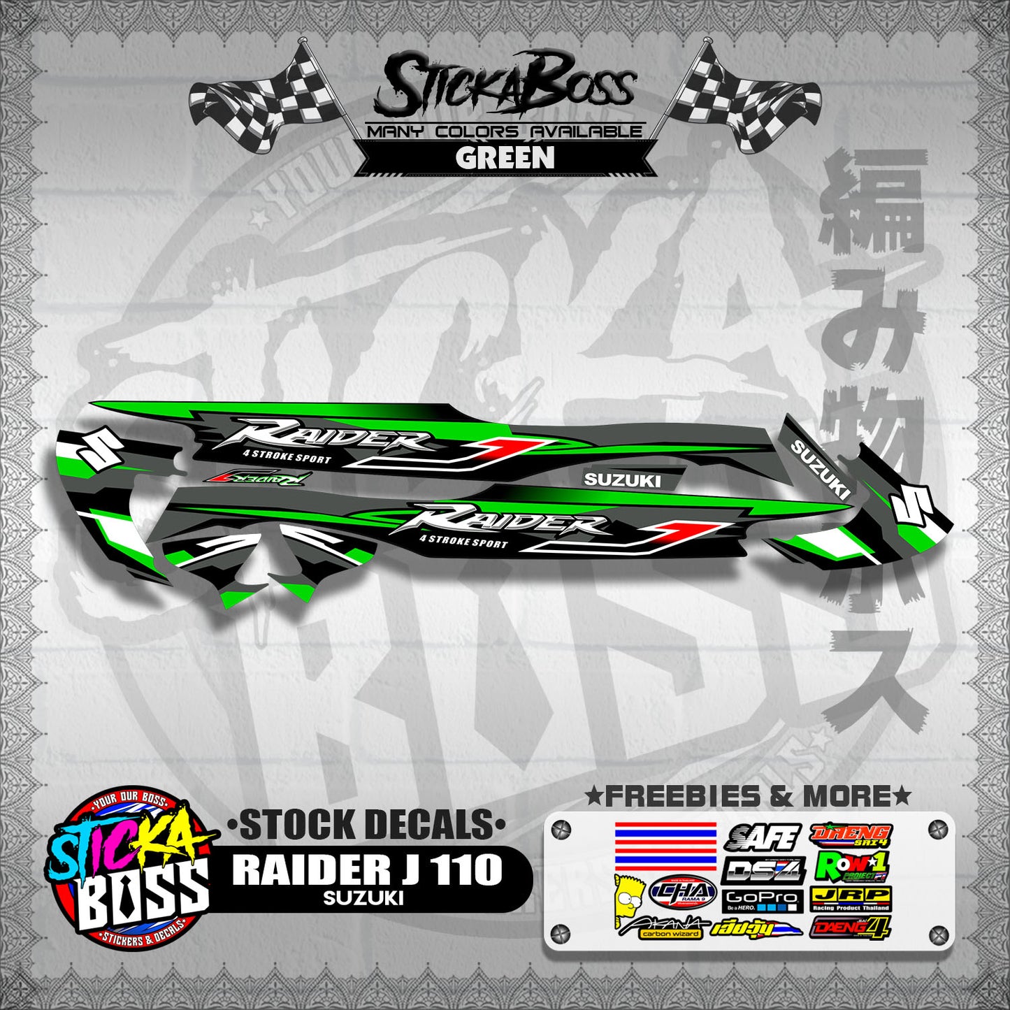 RAIDER J 110 ( STOCK DECALS )【WITH FREEBIES】