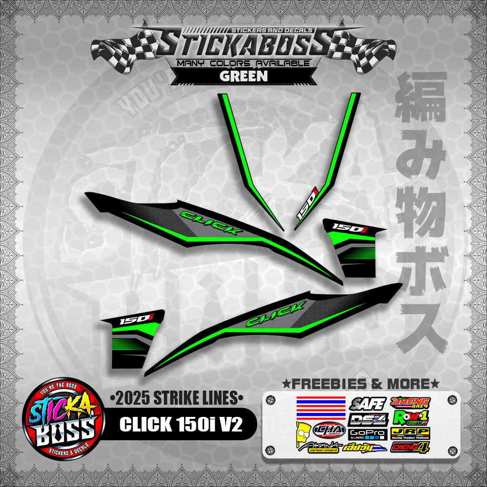 CLICK 150i V2 STICKER DECALS ( 2025 STRIKE LINES )【WITH FREEBIES】