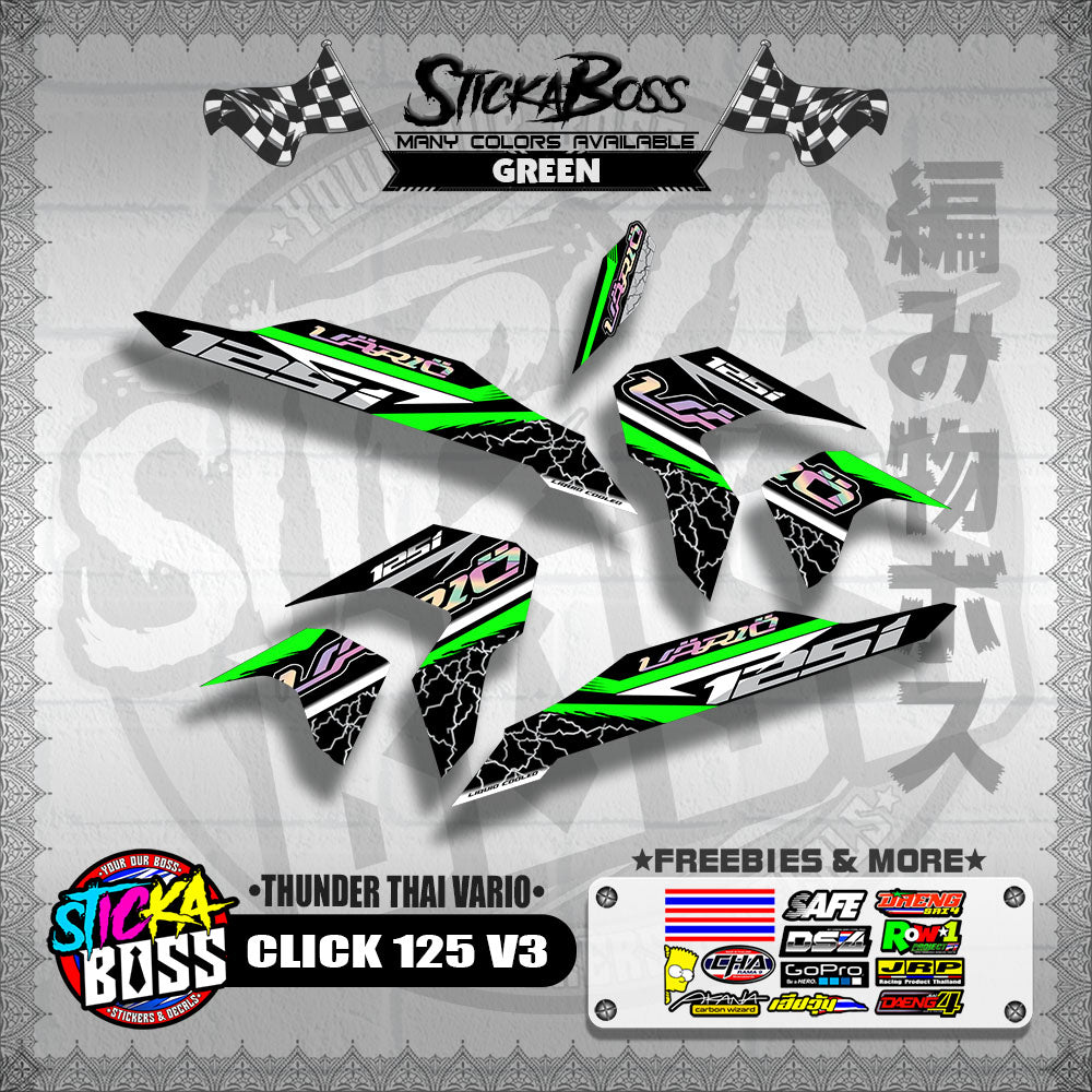 CLICK 125 V3 THAILAND DECALS ( THUNDER THAI VARIO )【WITH FREEBIES】