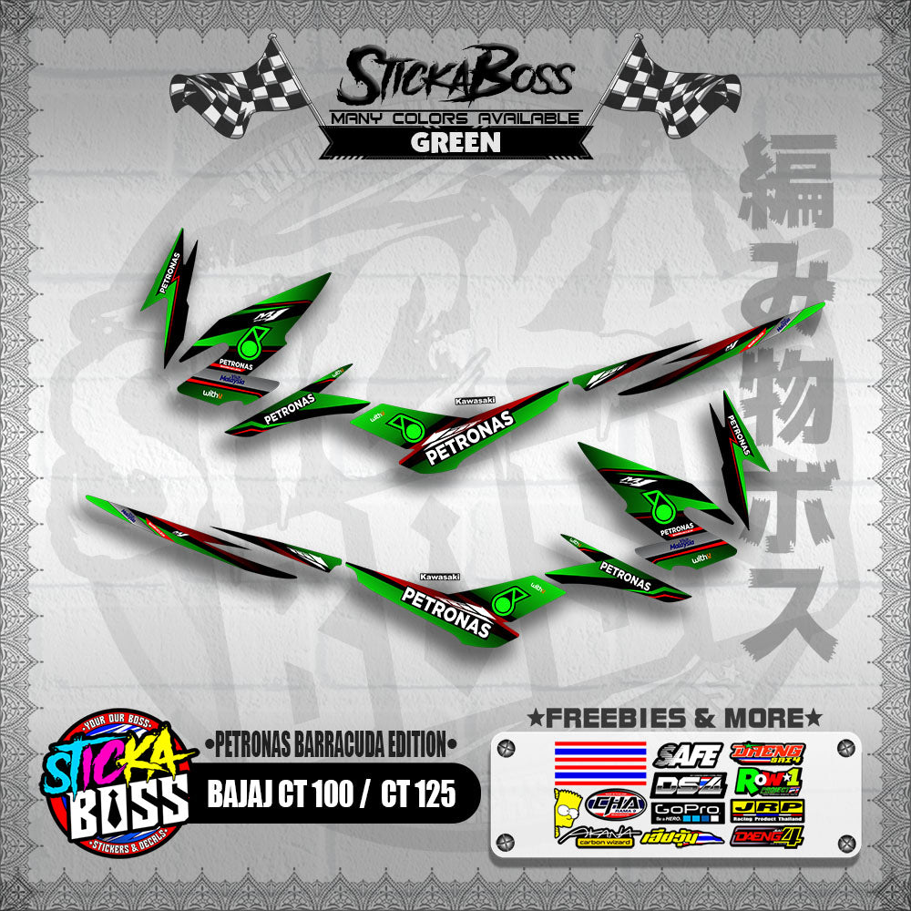 BAJAJ CT 100 / CT 125 DECALS ( PETRONAS BARRACUDA EDITION )【WITH FREEBIES】