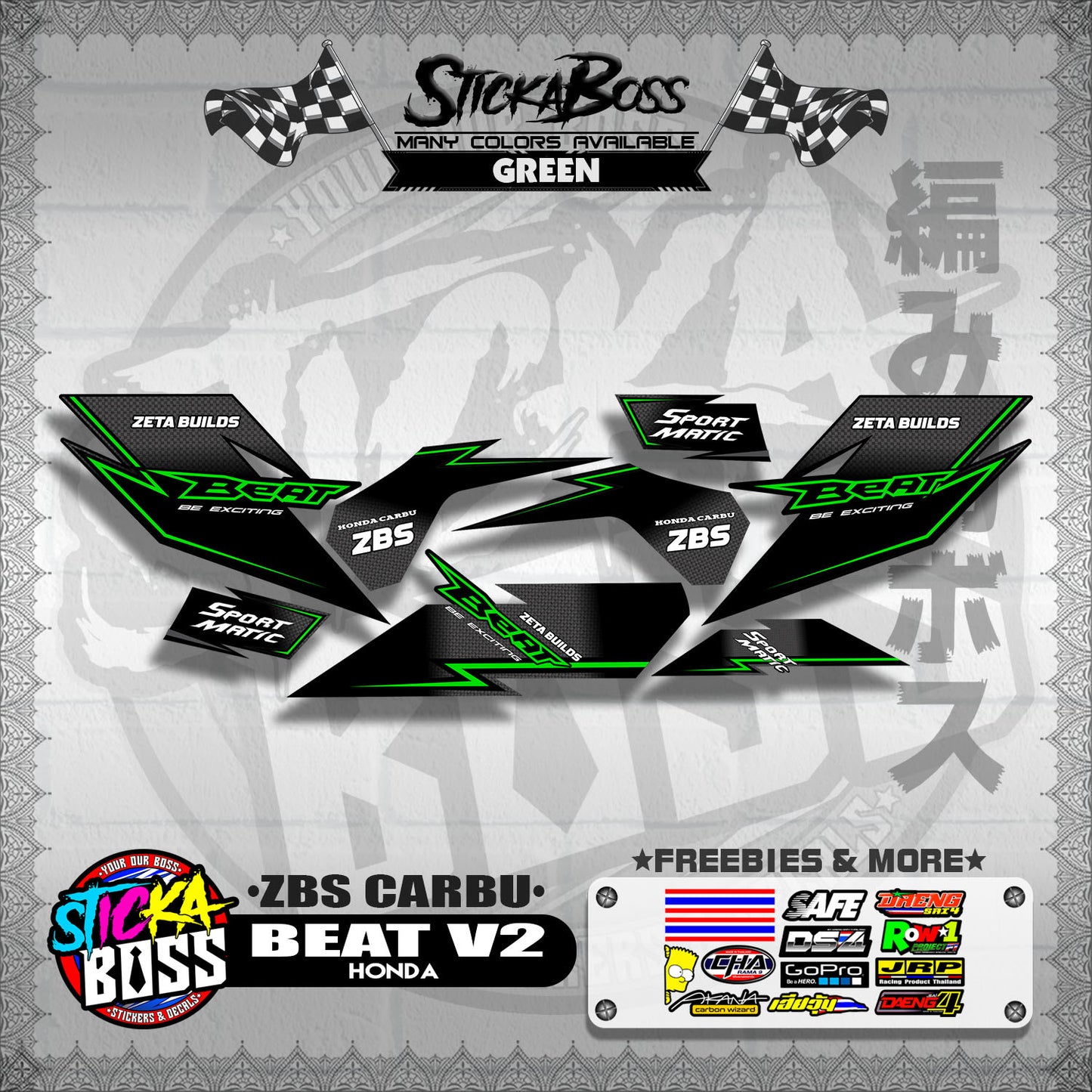 BEAT V2 DECALS ( ZBS CARBU )【WITH FREEBIES】