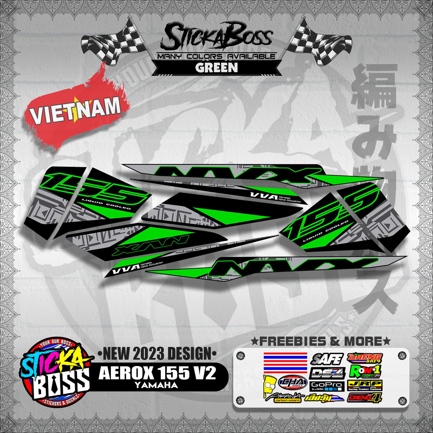 AEROX 155 V2 VIETNAM DECALS ( NEW 2023 DESIGN )【WITH FREEBIES】