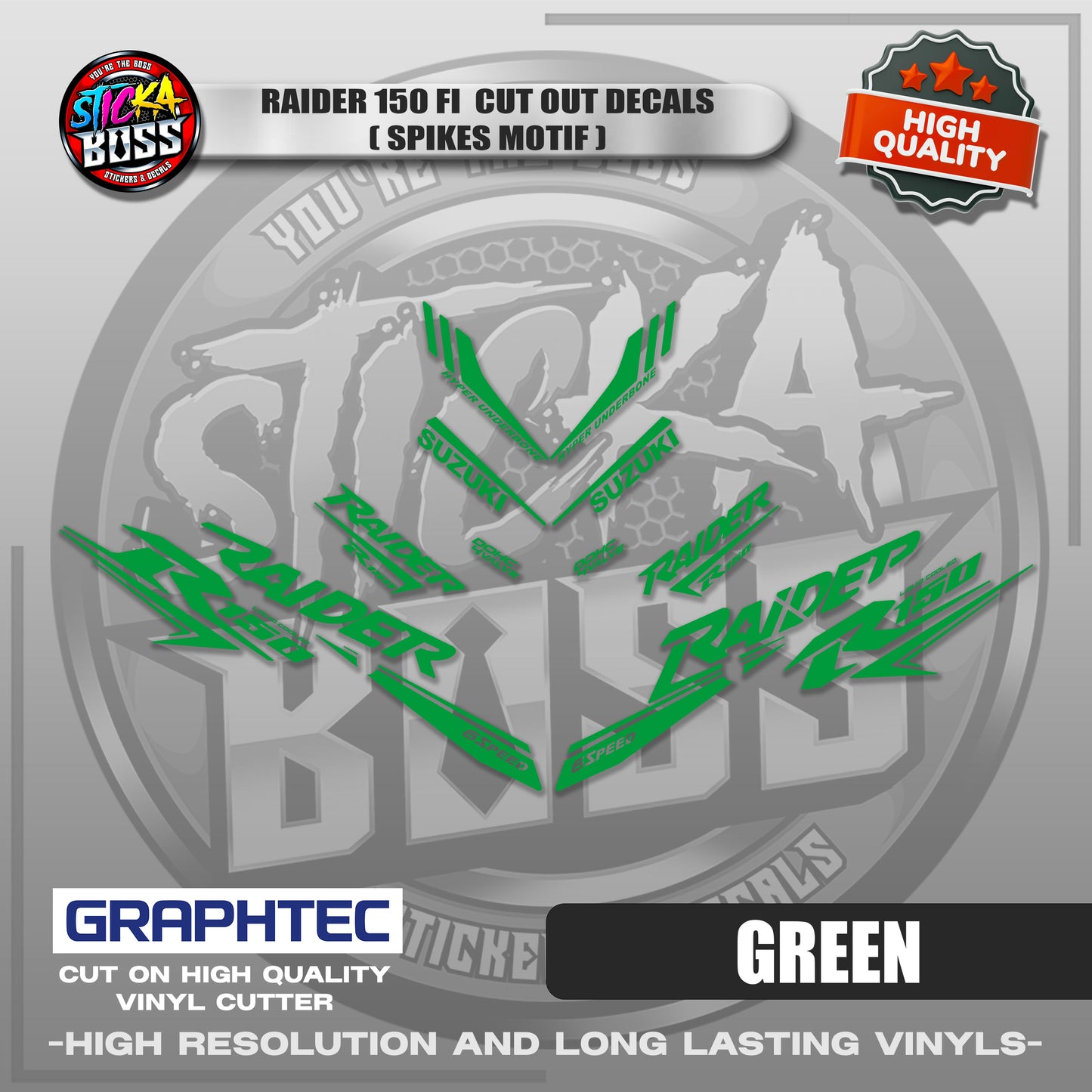 RAIDER 150 FI CUT OUT DECALS ( SPIKES MOTIF ) | VINYL WATERPROOF CUT-OUT STICKER DECALS