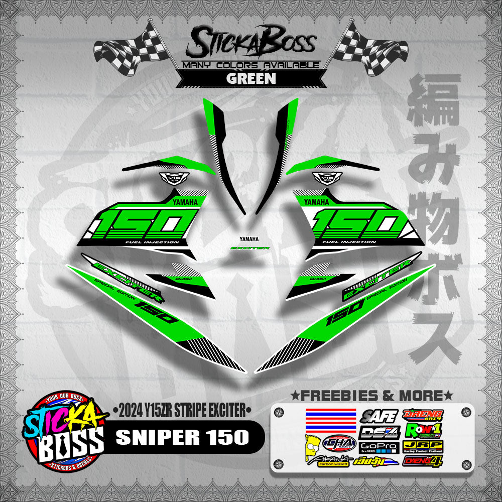SNIPER 150 DECALS ( 2024 Y15ZR STRIPE EXCITER )【WITH FREEBIES】