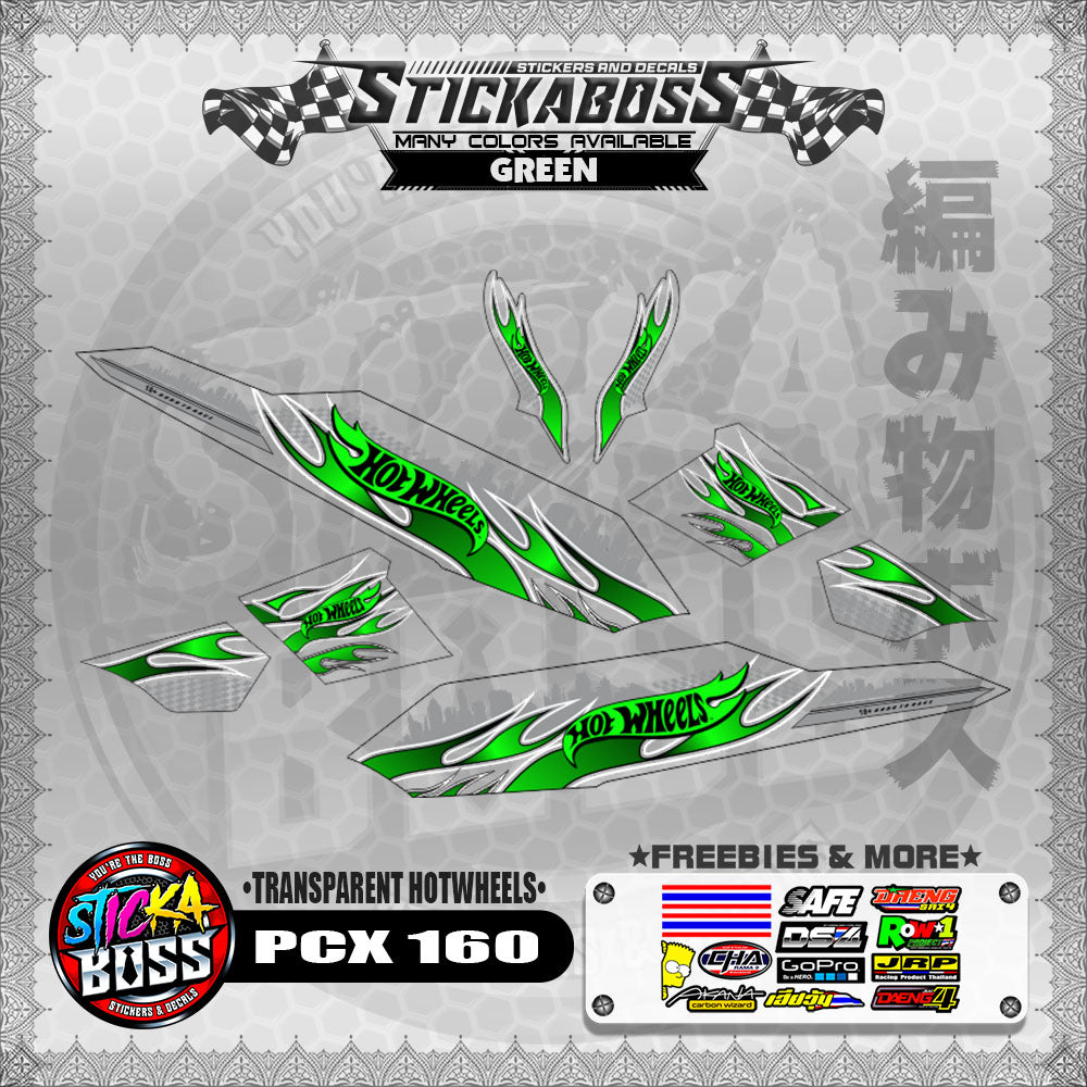 【PREMIUM UV PRINT】TRANSPARENT PCX 160 DECALS ( TRANSPARENT HOTWHEELS )【WITH FREEBIES】