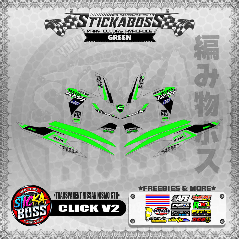 【PREMIUM UV PRINT】TRANSPARENT CLICK V2 STICKER DECALS ( NISSAN NISMO GTR )【WITH FREEBIES】