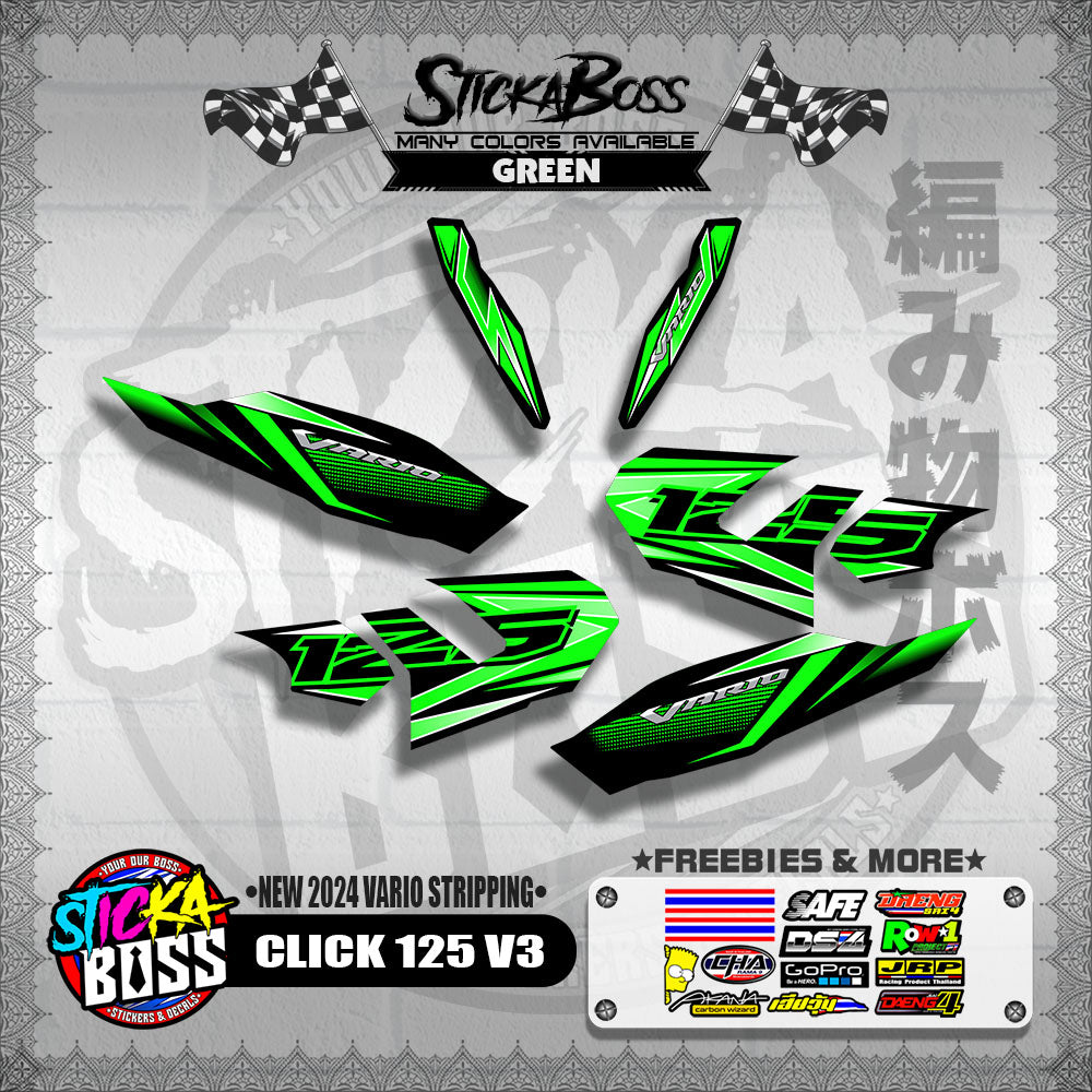 CLICK 125 V3 DECALS ( NEW 2024 VARIO STRIPPING )【WITH FREEBIES】