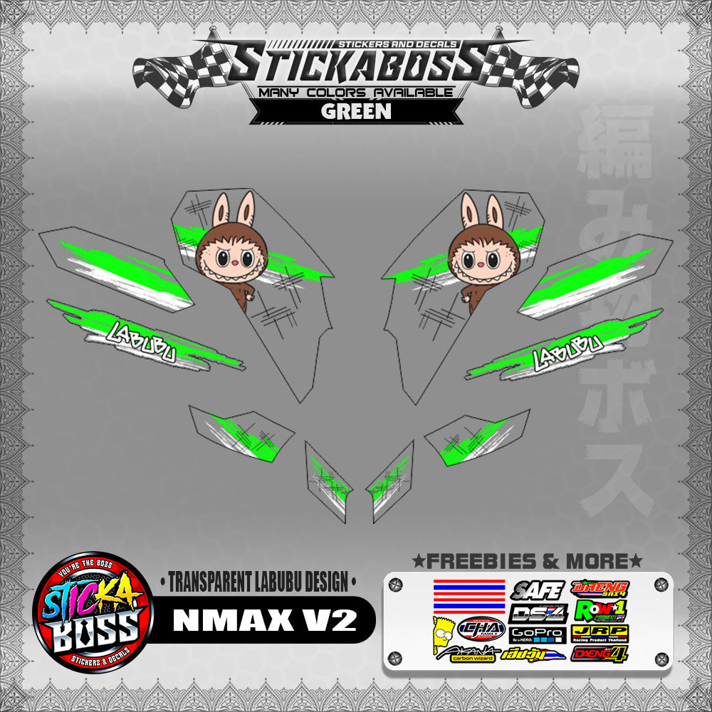 【PREMIUM UV PRINT】TRANSPARENT NMAX V2 STICKER DECALS ( LABUBU DESIGN )【WITH FREEBIES】