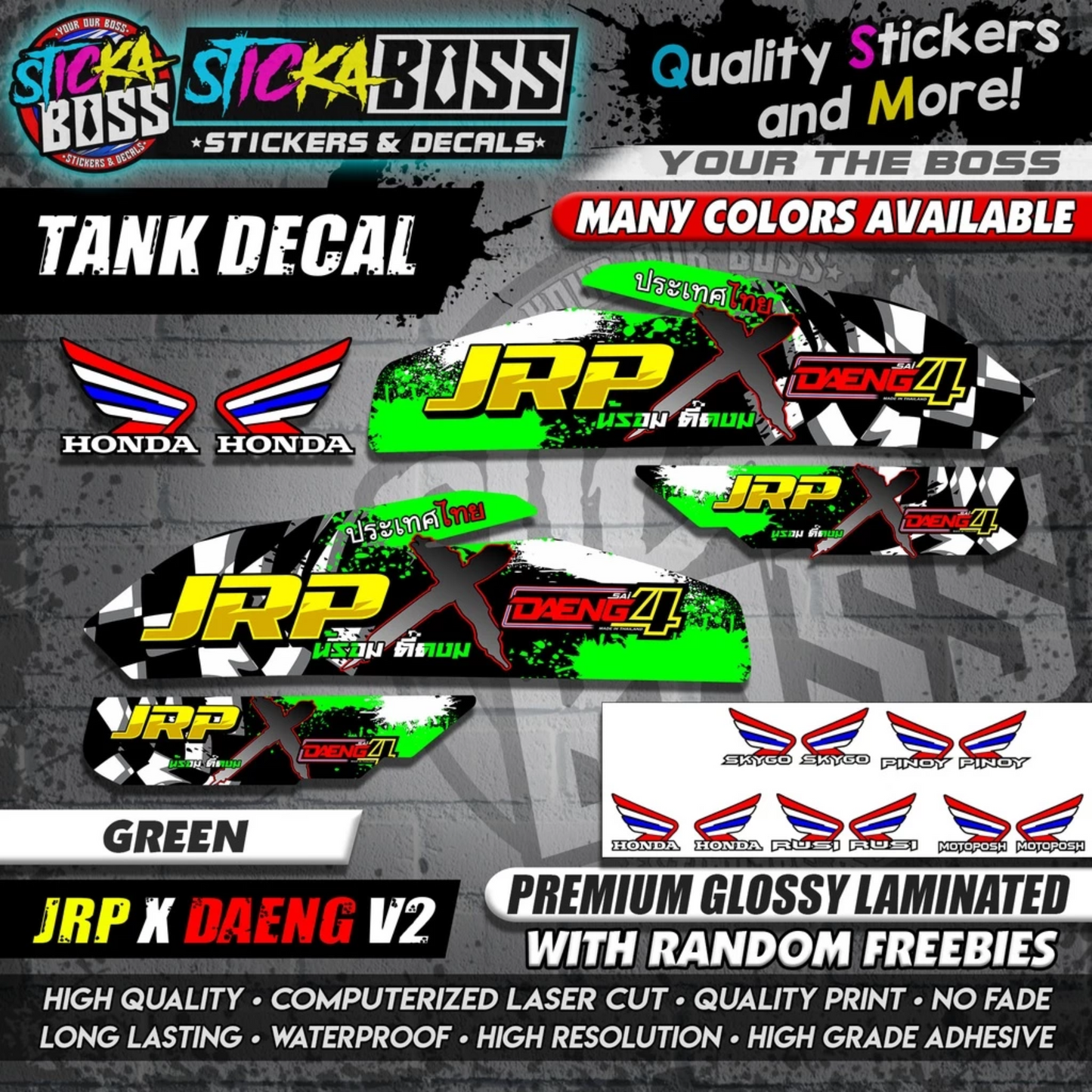 TMX / RUSI / PINOY / MOTOPOSH / SKYGO TANK DECALS STICKER ( JRP X DAENG V2 )【WITH FREEBIES】