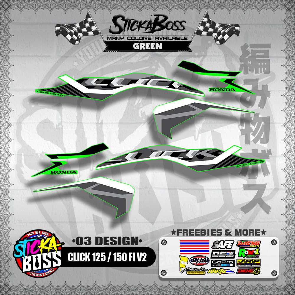 CLICK 125 / 150 Fi V2 DECALS ( 03 DESIGN )【WITH FREEBIES】