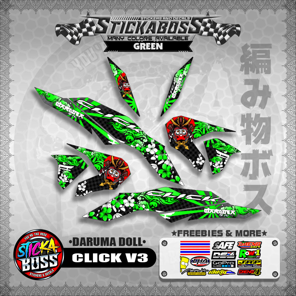 CLICK V3 STICKER DECALS ( DARUMA DOLL )【WITH FREEBIES】