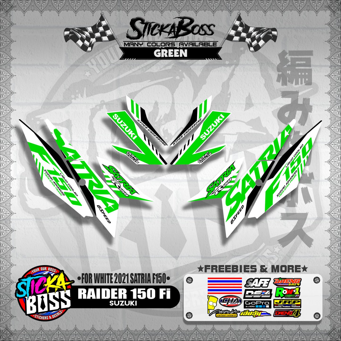 RAIDER 150 Fi DECALS ( FOR WHITE 2021 SATRIA F150 )【WITH FREEBIES】