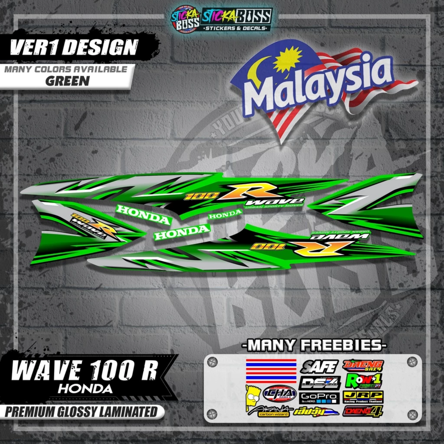 HONDA WAVE 100 R MALAYSIAN DECALS (Ver1 Design)【WITH FREEBIES】