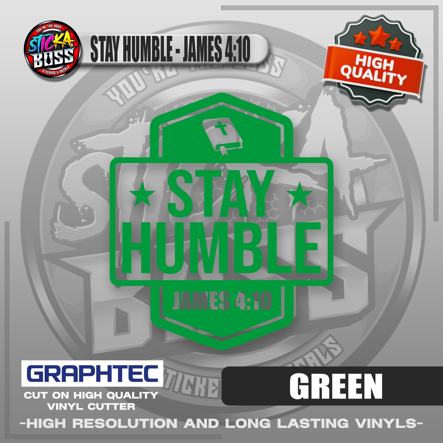 STAY HUMBLE - JAMES 4:10 | VINYL WATERPROOF CUT-OUT STICKER DECALS【Stickaboss】