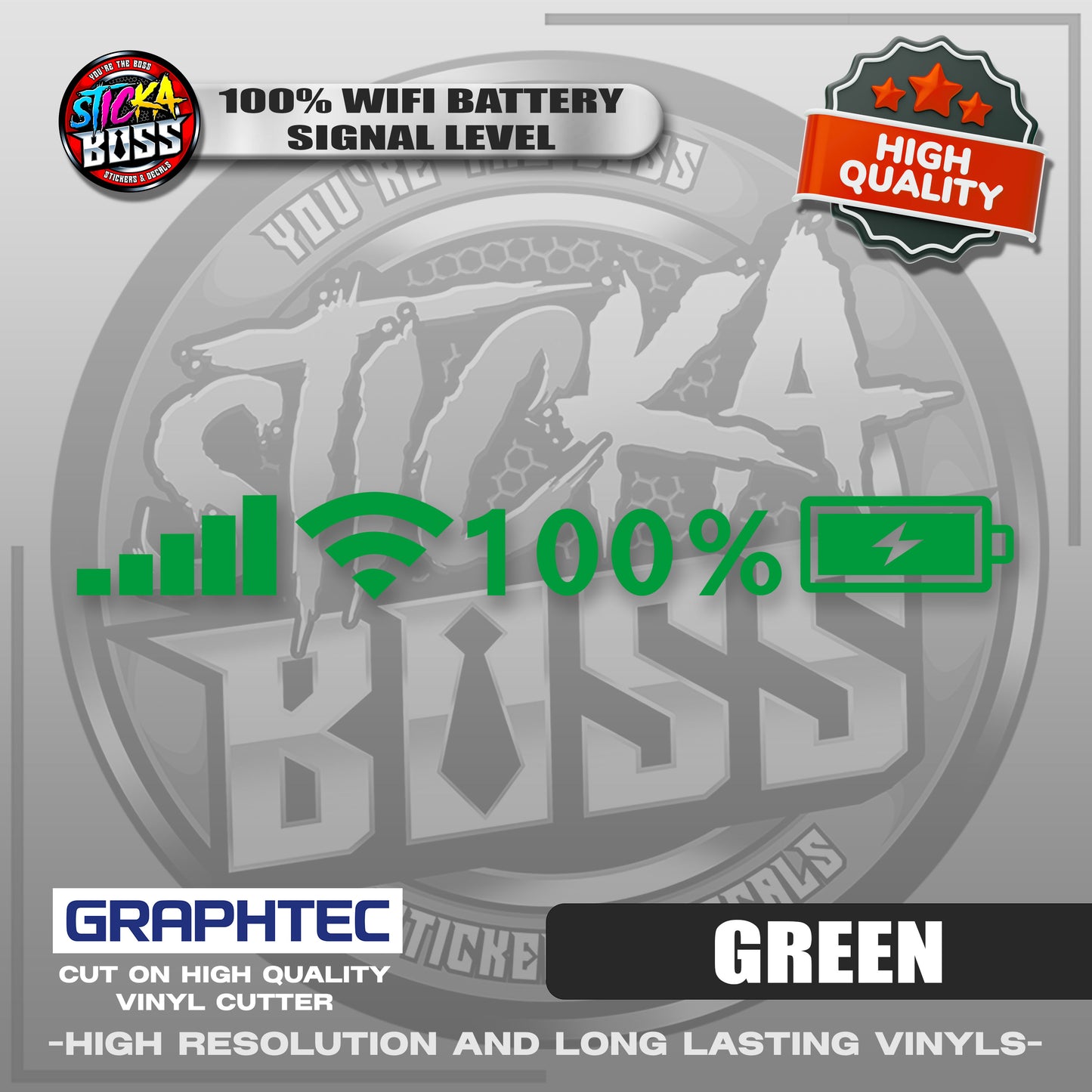 100% WIFI BATTERY SIGNAL LEVEL | VINYL WATERPROOF CUT-OUT STICKER DECALS【Stickaboss】