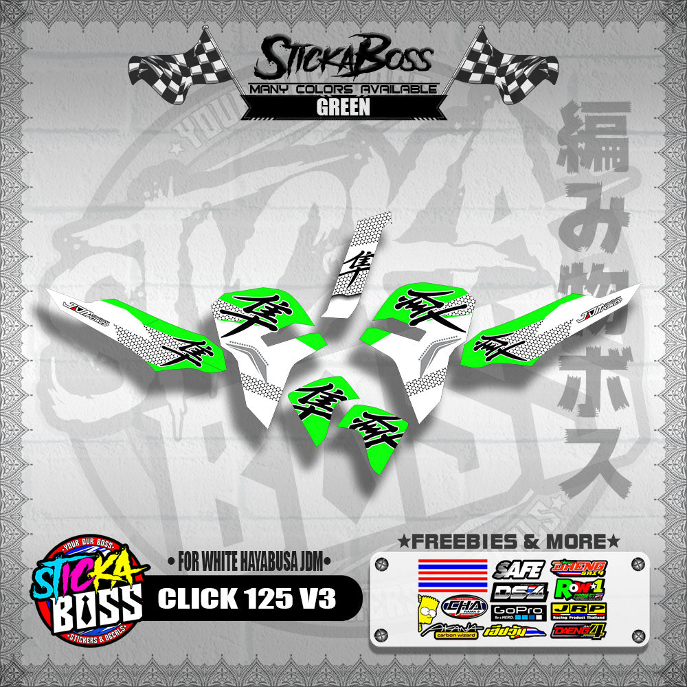 CLICK 125 V3 DECALS ( FOR WHITE HAYABUSA JDM )【WITH FREEBIES】