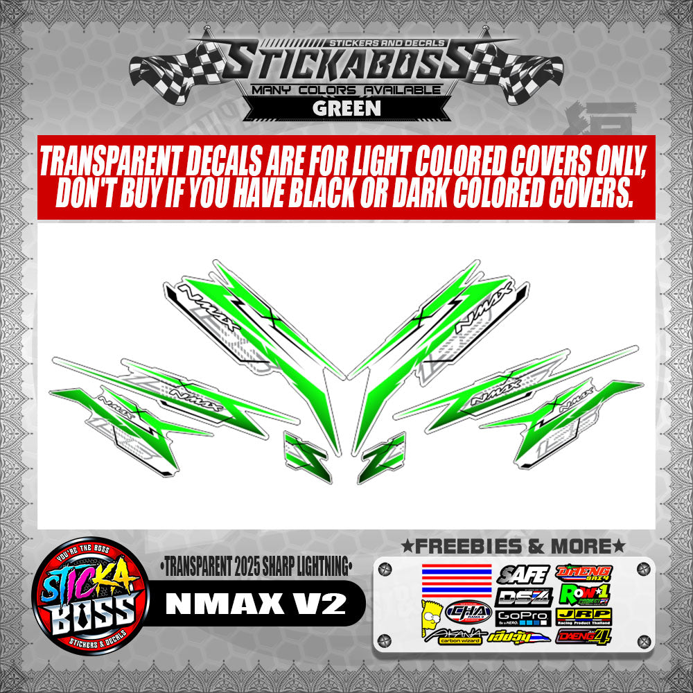NMAX V2 INDO STICKER DECALS ( TRANSPARENT 2025 SHARP LIGHTNING )【WITH FREEBIES】