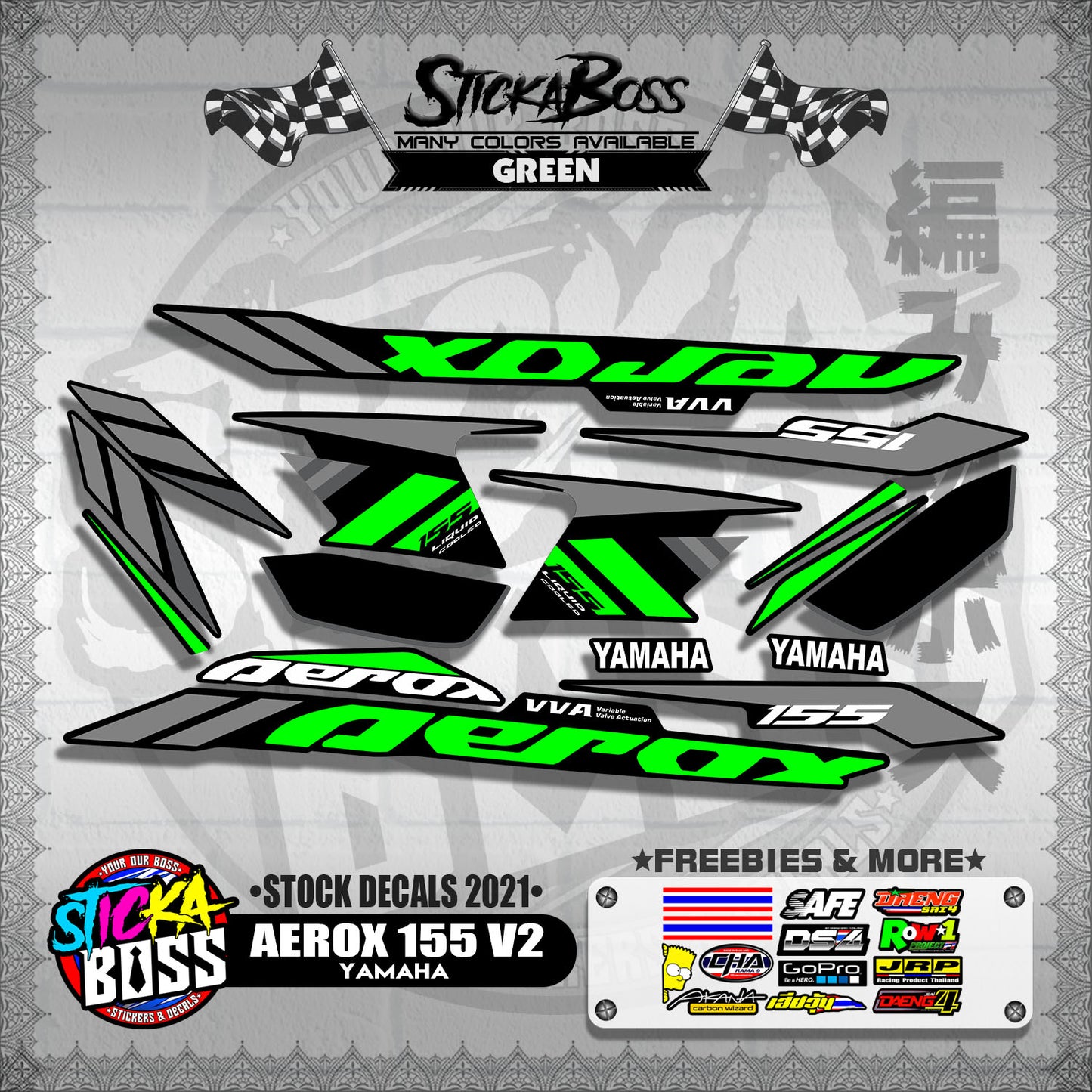 AEROX 155 V2 ( STOCK DECALS 2021 )【WITH FREEBIES】