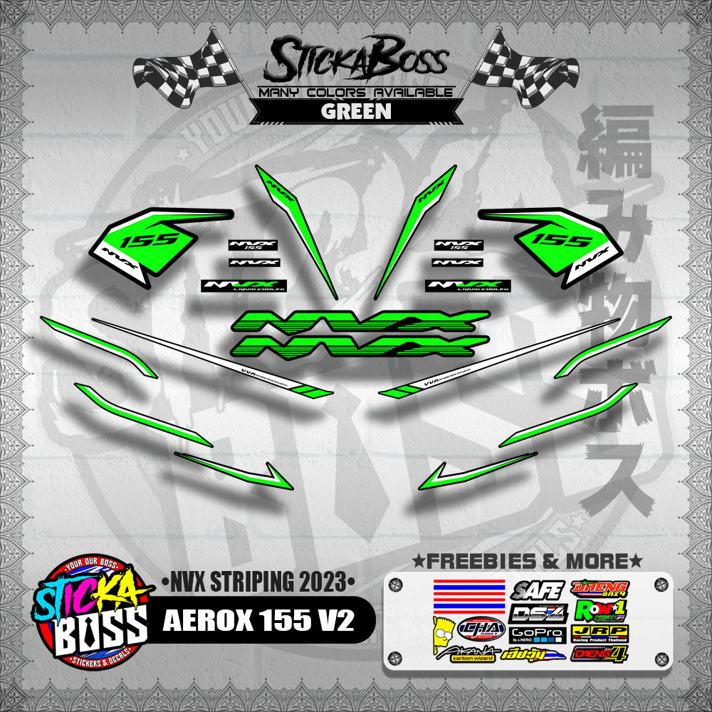 AEROX 155 V2 DECALS ( NVX STRIPING 2023 )【WITH FREEBIES】