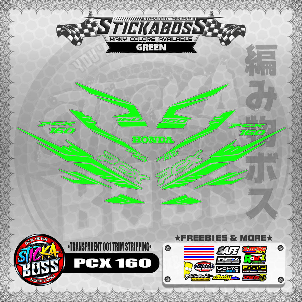 【PREMIUM UV PRINT】TRANSPARENT PCX 160 STICKER DECALS ( 001 TRIM STRIPPING )【WITH FREEBIES】
