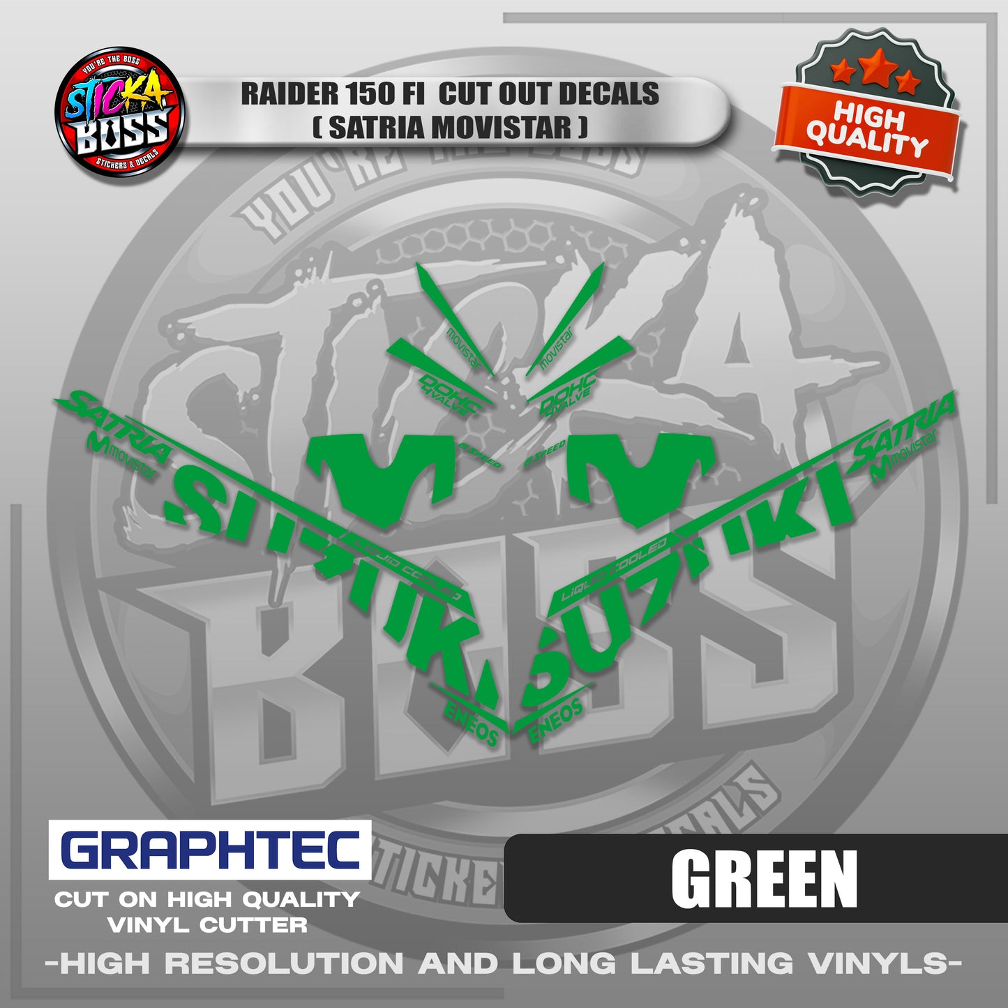 RAIDER 150 FI CUT OUT DECALS ( SATRIA MOVISTAR ) | VINYL WATERPROOF CUT-OUT STICKER DECALS