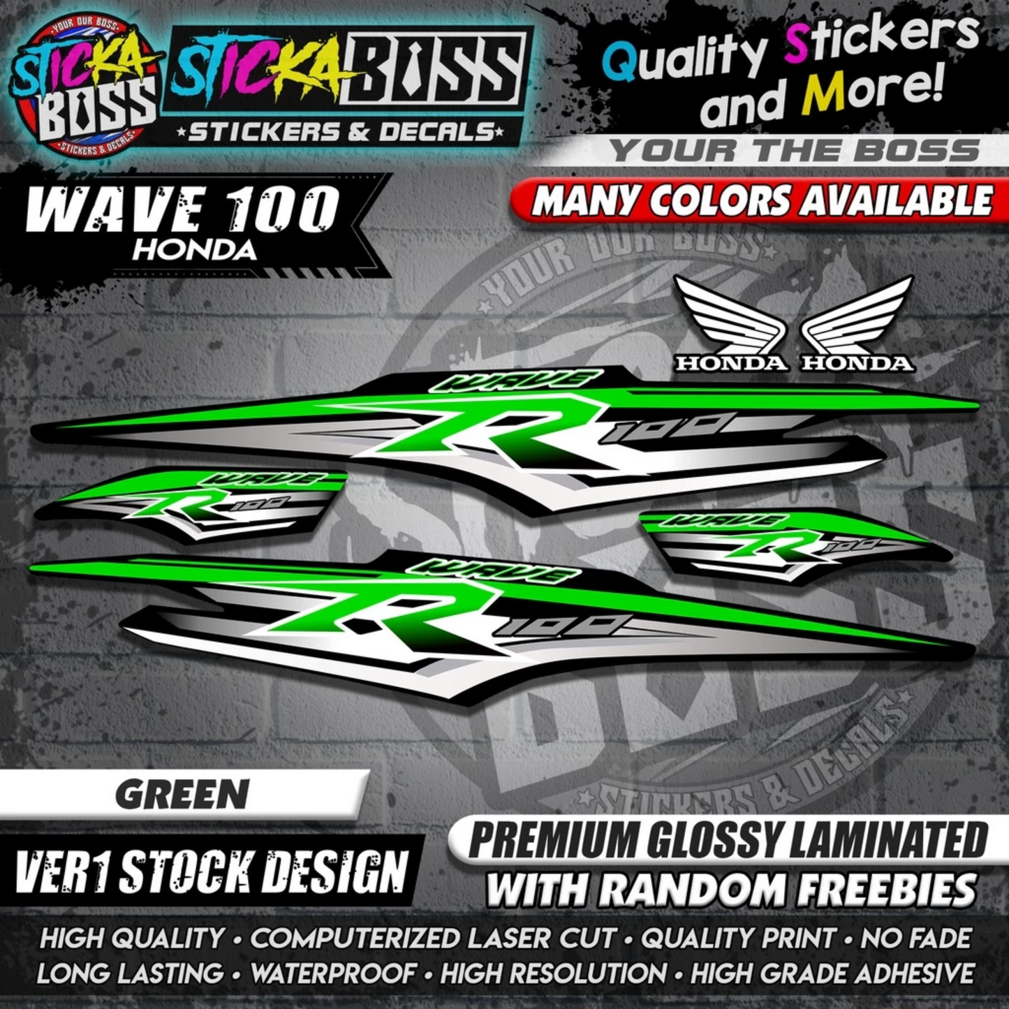 HONDA WAVE 100 R DECALS (Ver1 Stock Design)【WITH FREEBIES】