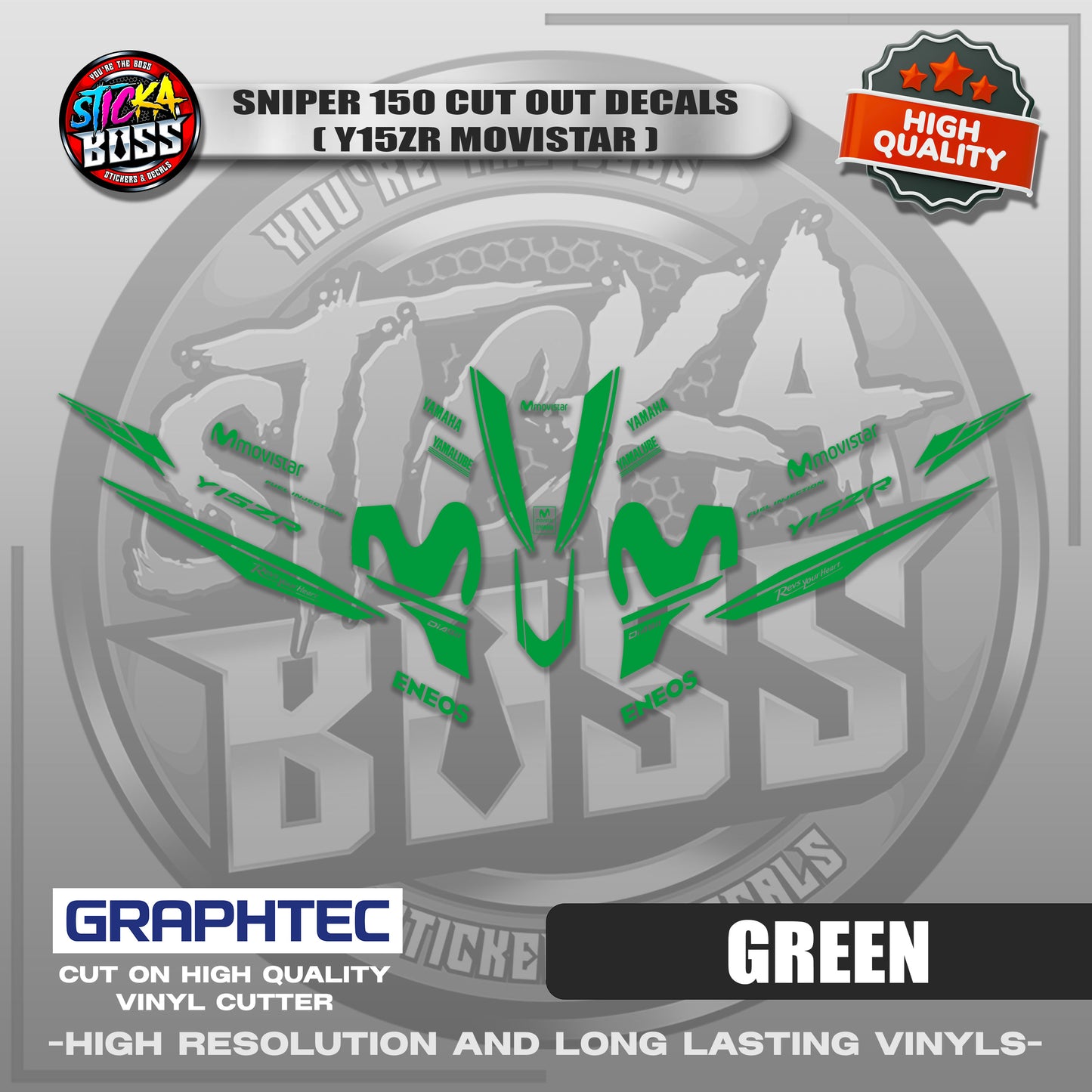 SNIPER 150 CUT OUT DECALS ( Y15ZR MOVISTAR ) | VINYL WATERPROOF CUT-OUT STICKER DECALS