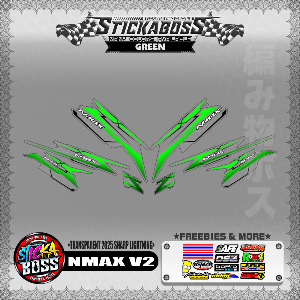 【PREMIUM UV PRINT】TRANSPARENT NMAX V2 INDO STICKER DECALS ( 2025 SHARP LIGHTNING )【WITH FREEBIES】