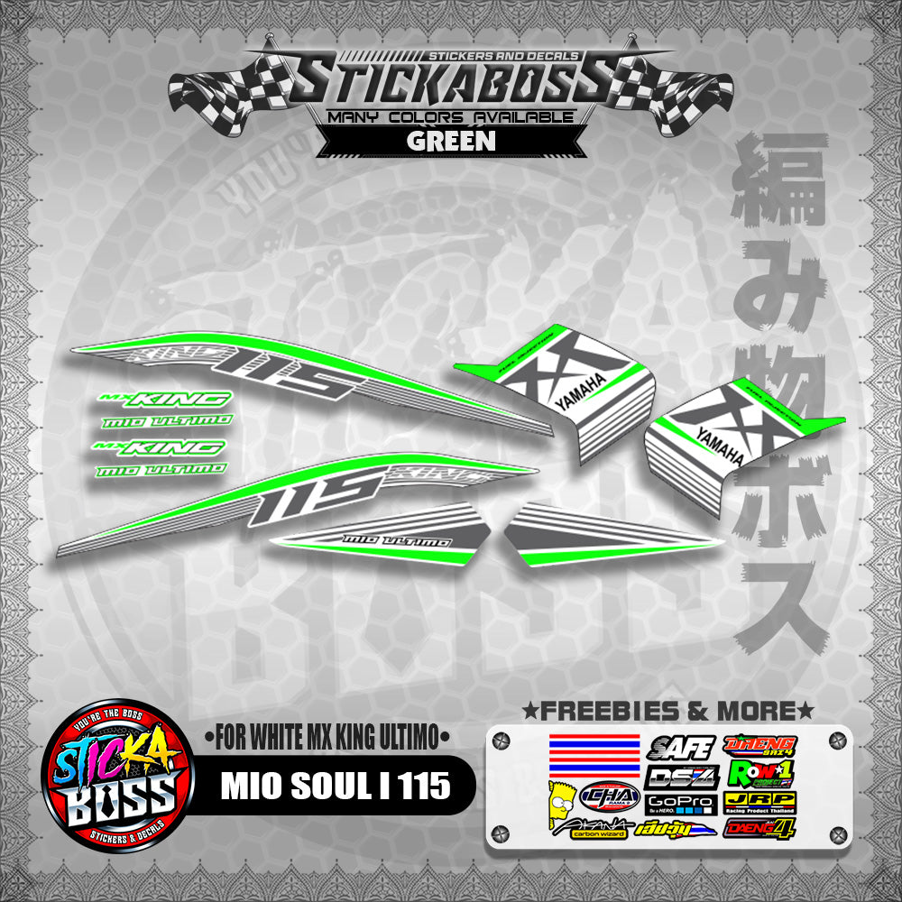 MIO SOUL I 115 STICKER DECALS ( FOR WHITE MX KING ULTIMO )【WITH FREEBIES】