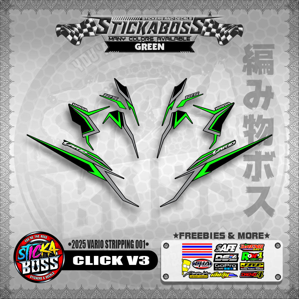 CLICK V3 STICKER DECALS ( 2025 VARIO STRIPPING 001 )【WITH FREEBIES】