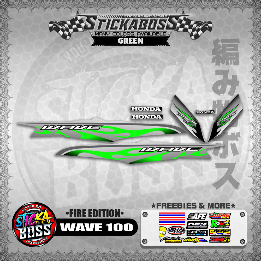 WAVE 100 STICKER DECALS ( FIRE EDITION )【WITH FREEBIES】