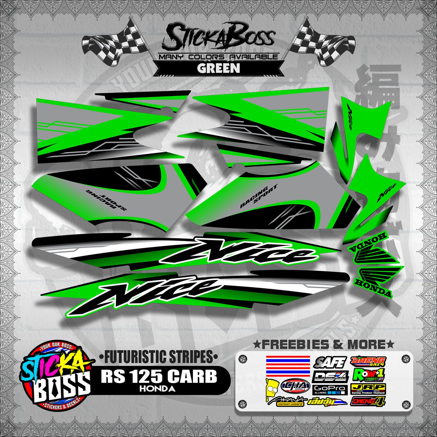 RS 125 THAI DECALS ( FUTURISTIC STRIPES )【WITH FREEBIES】