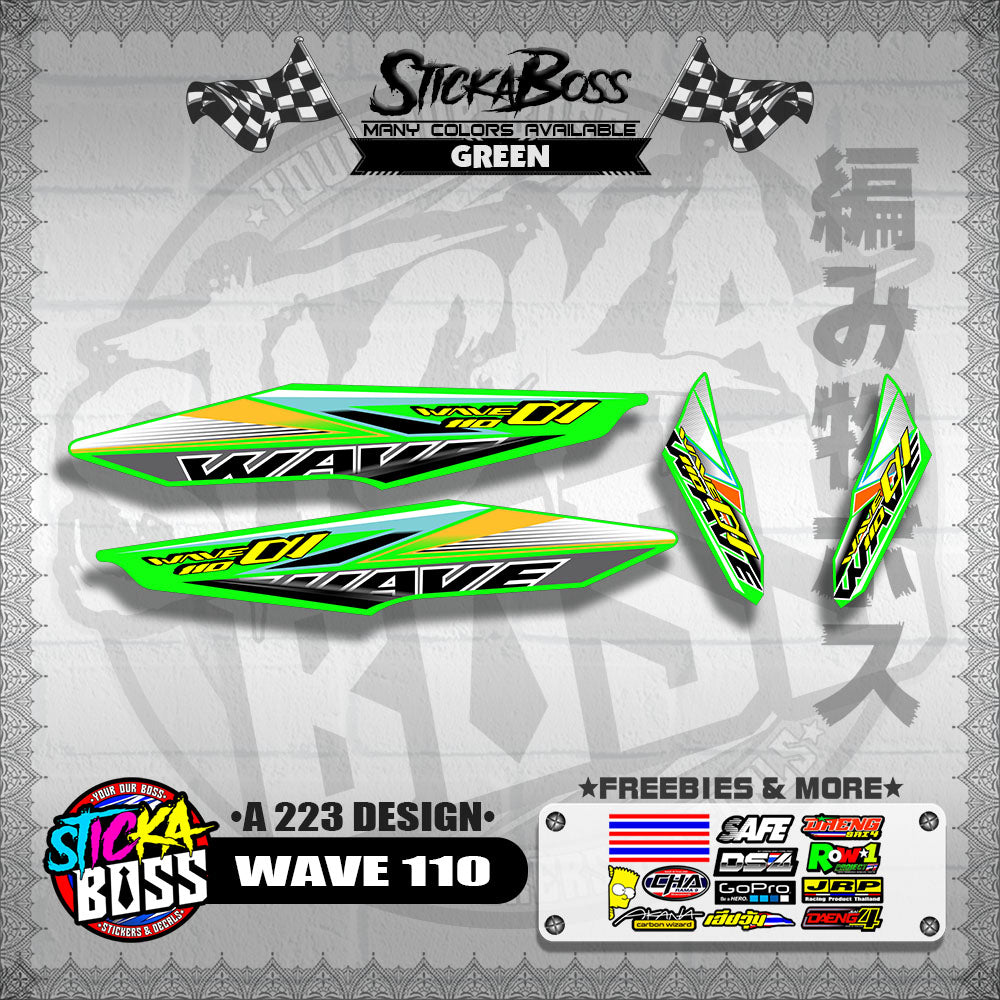 WAVE 110 DECALS ( A 223 DESIGN )【WITH FREEBIES】