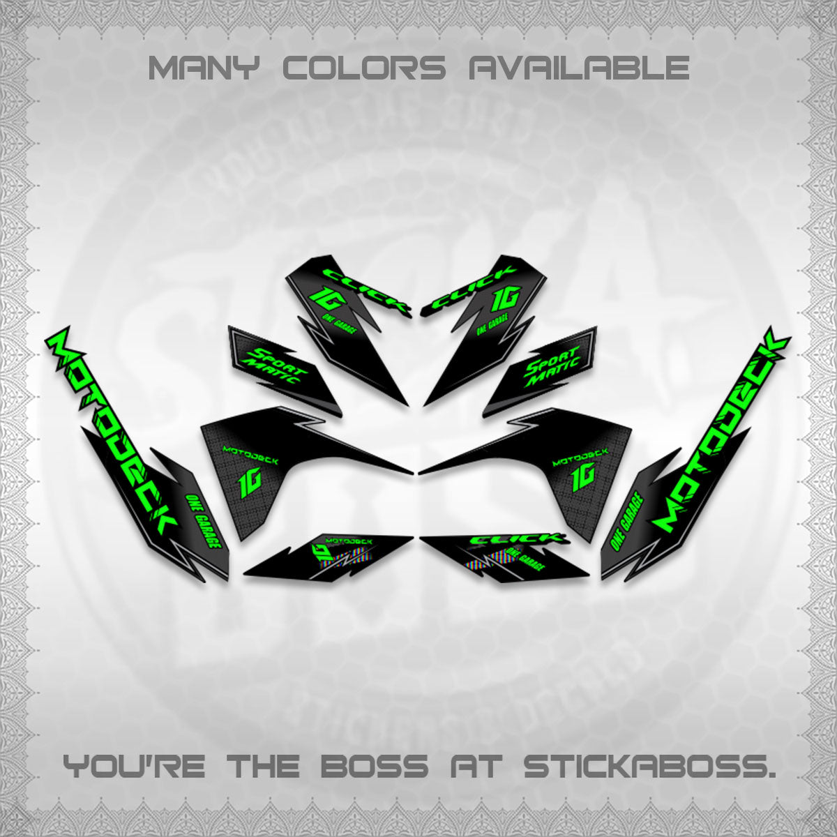 CLICK V3 DECALS (ONE GARAGE INSPIRED)STICKER DECALS BY STICKABOSS