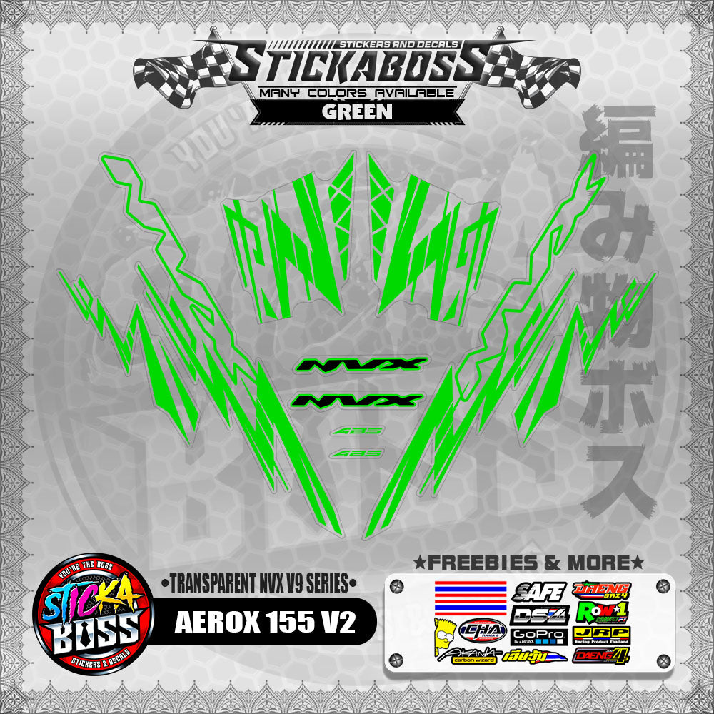【PREMIUM UV PRINT】TRANSPARENT AEROX 155 V2 DECALS ( NVX V9 SERIES )【WITH FREEBIES】