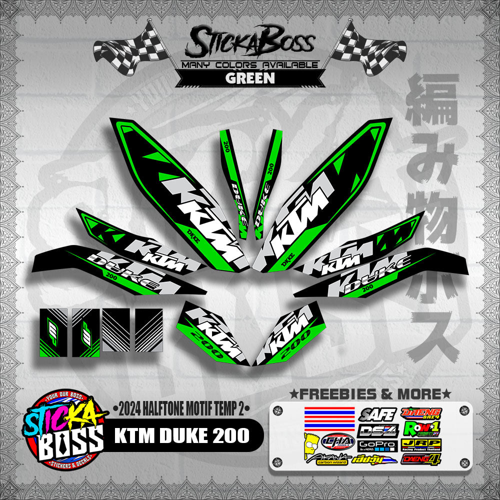 KTM DUKE 200 STICKER DECALS ( 2024 HALFTONE MOTIF TEMP 2 )【WITH FREEBIES】