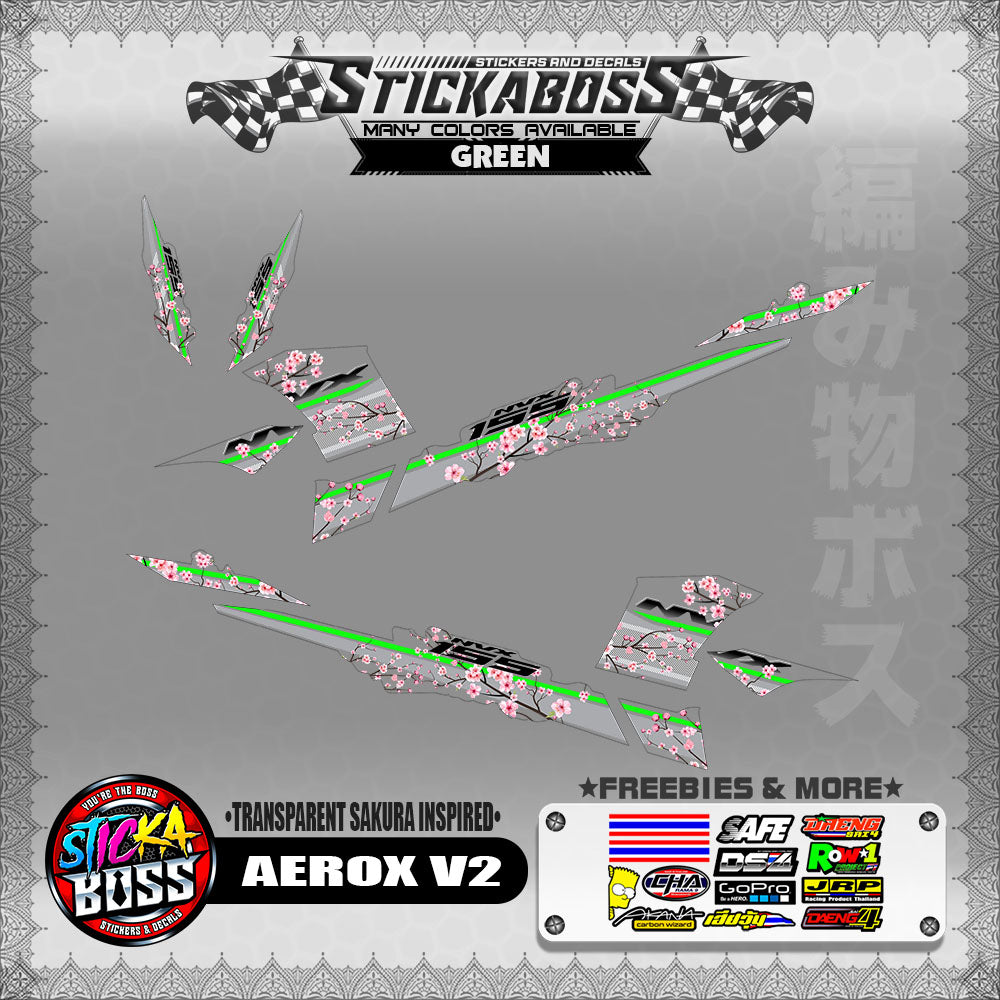 【PREMIUM UV PRINT】TRANSPARENT AEROX 155 V2 ( SAKURA INSPIRED )【WITH FREEBIES】