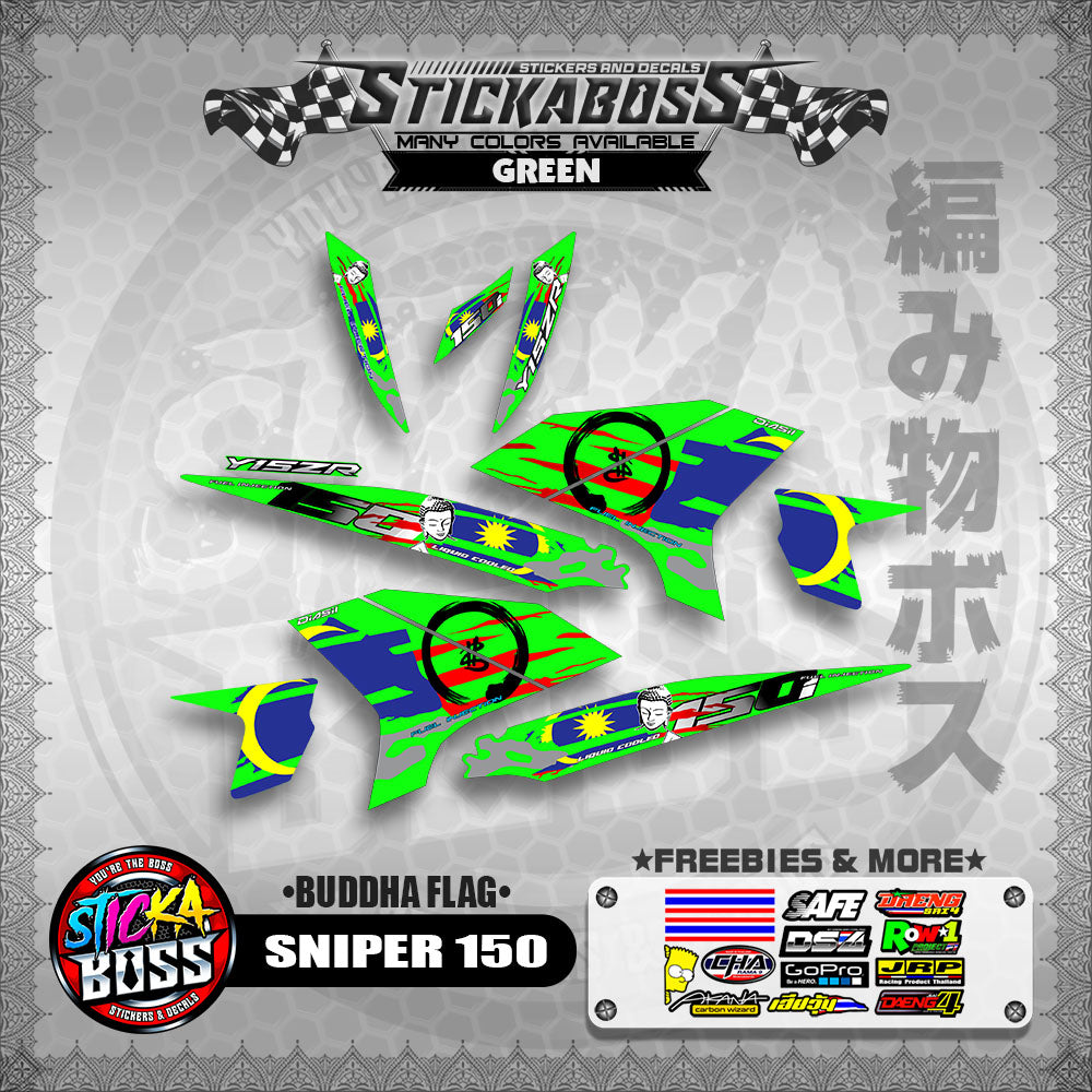 SNIPER 150 MALAYSIAN STICKER DECALS ( BUDDHA FLAG )【WITH FREEBIES】