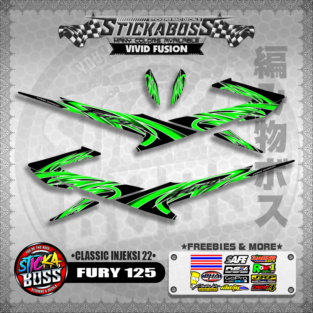 FURY 125 STICKER DECALS ( CLASSIC INJEKSI 22 )【WITH FREEBIES】
