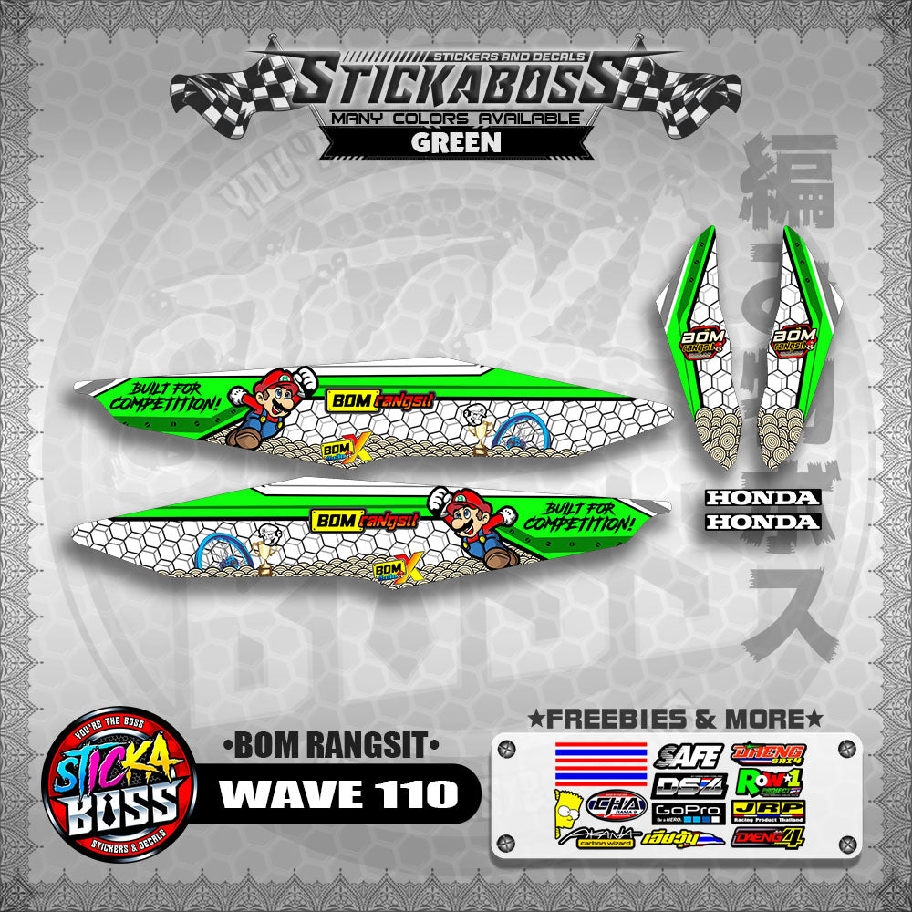 WAVE 110 DECALS ( BOM RANGSIT )【WITH FREEBIES】