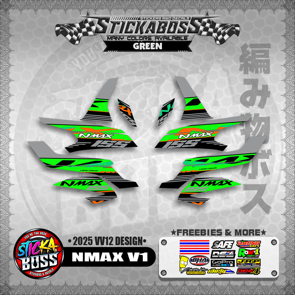NMAX V1 MALAYSIAN STICKER DECALS ( 2025 VV12 DESIGN )【WITH FREEBIES】