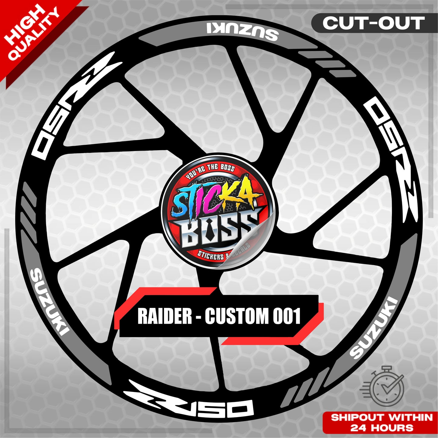 RAIDER R150 MAG STICKER SET ( 2 MAGS ) - CUSTOM 001 | VINYL WATERPROOF CUT-OUT DECALS