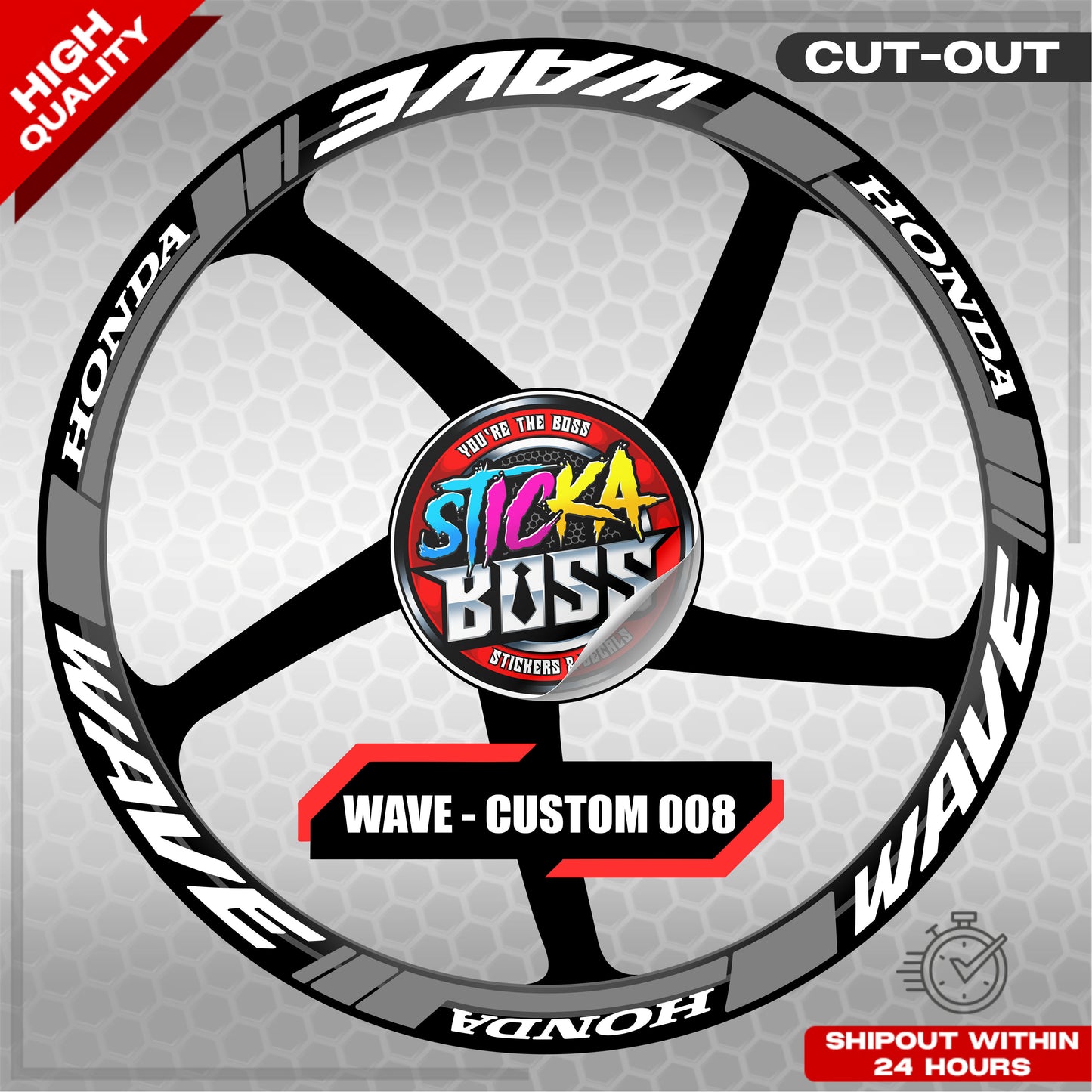 WAVE 110 / 125 MAG STICKER SET ( 2 MAGS ) - CUSTOM 008 | VINYL WATERPROOF CUT-OUT DECALS