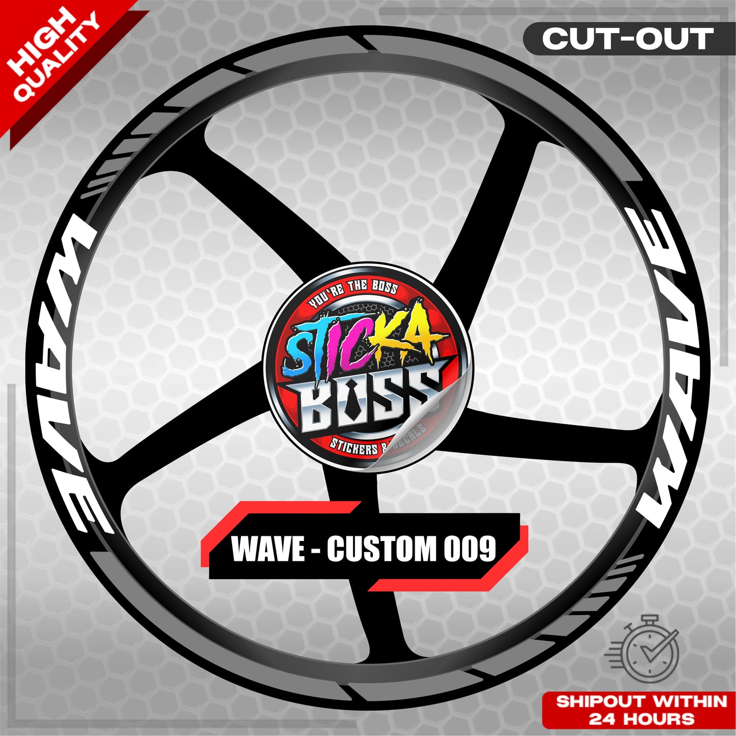WAVE 110 / 125 MAG STICKER SET ( 2 MAGS ) - CUSTOM 009 | VINYL WATERPROOF CUT-OUT DECALS